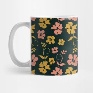 Botanic Floral Pattern Pink Yellow Pastel Mug